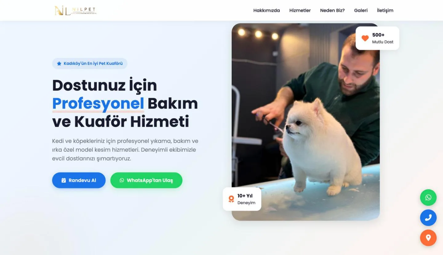 Nil Pet Kuaför web sitesi